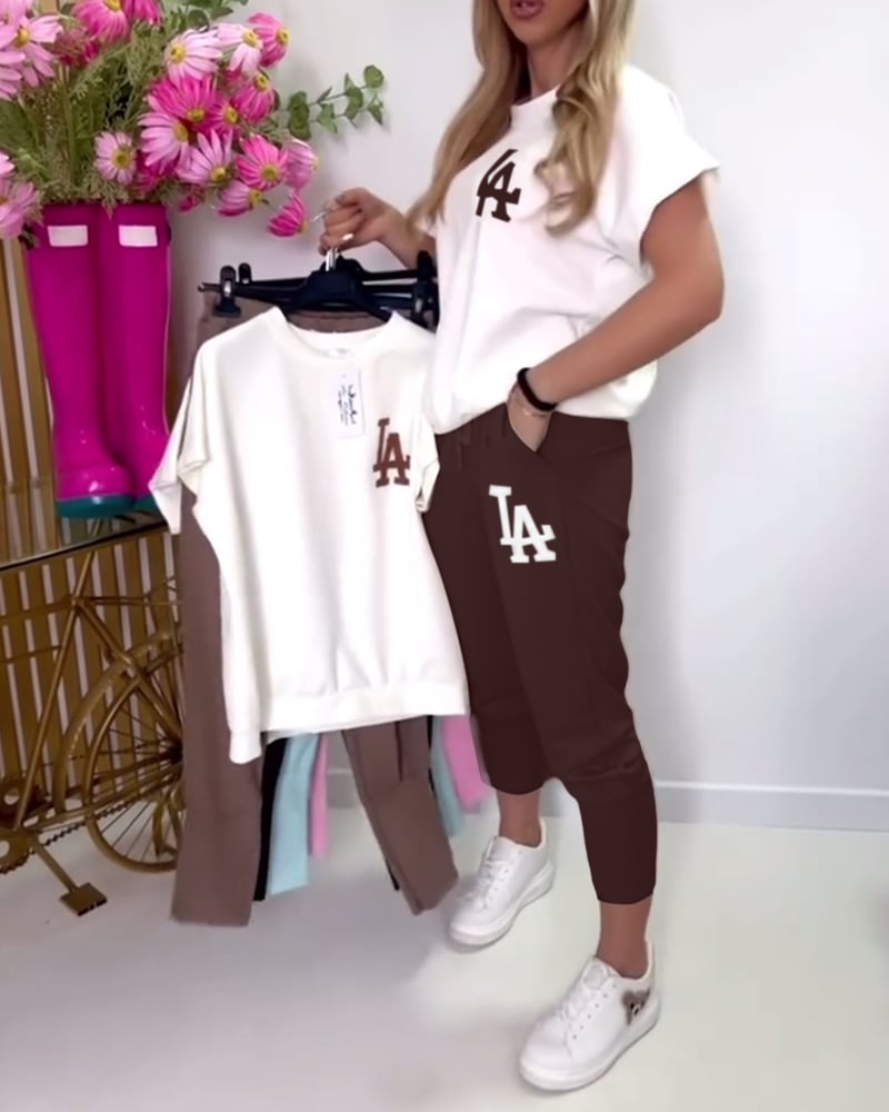 Set - Sportieve Broek en T-shirt met Letterprint