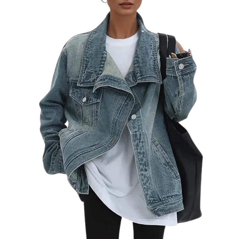 Cleo – Asymmetrisch jasje met knopen in streetstyle