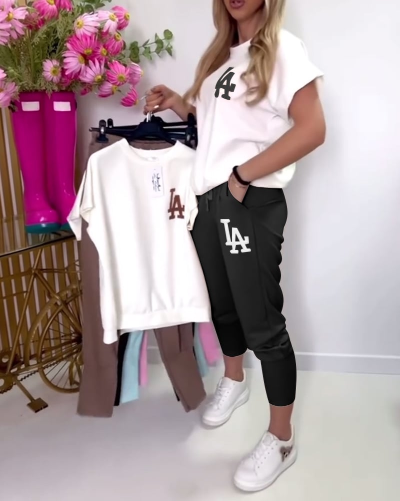 Set - Sportieve Broek en T-shirt met Letterprint