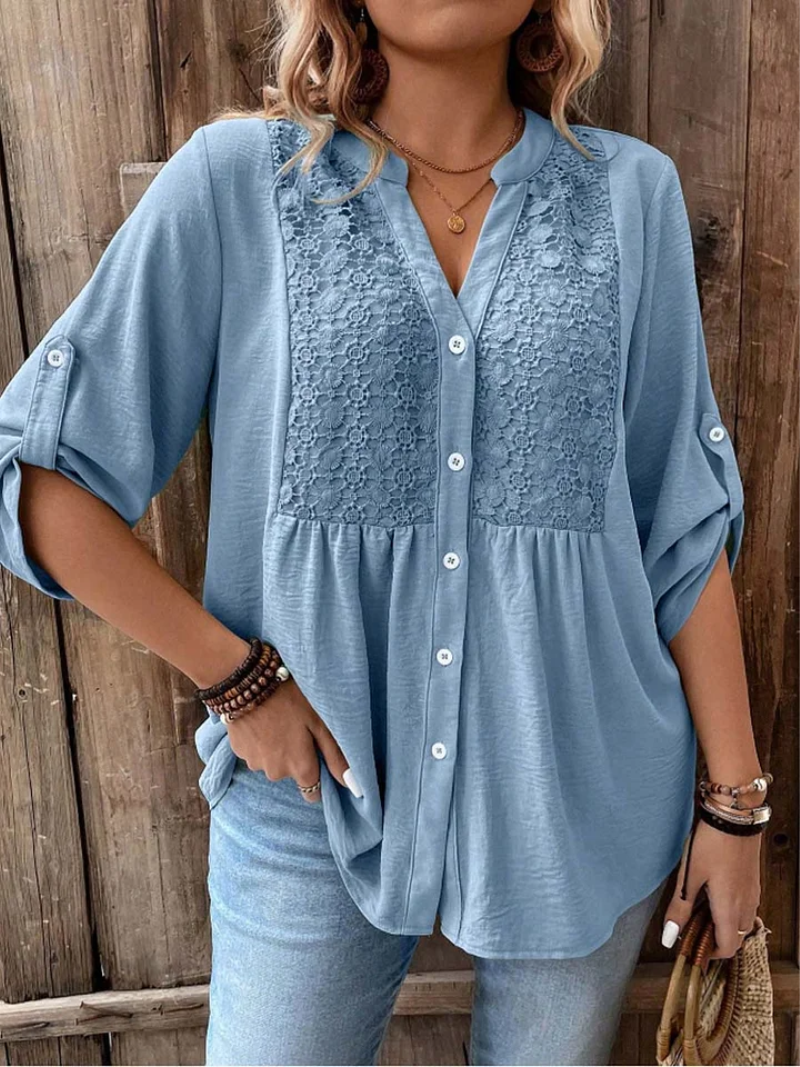 Caroline – V-neck button-down blouse