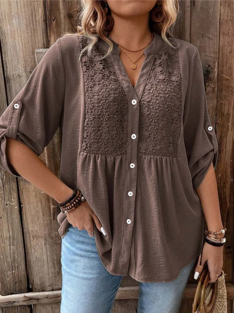 Caroline – V-neck button-down blouse