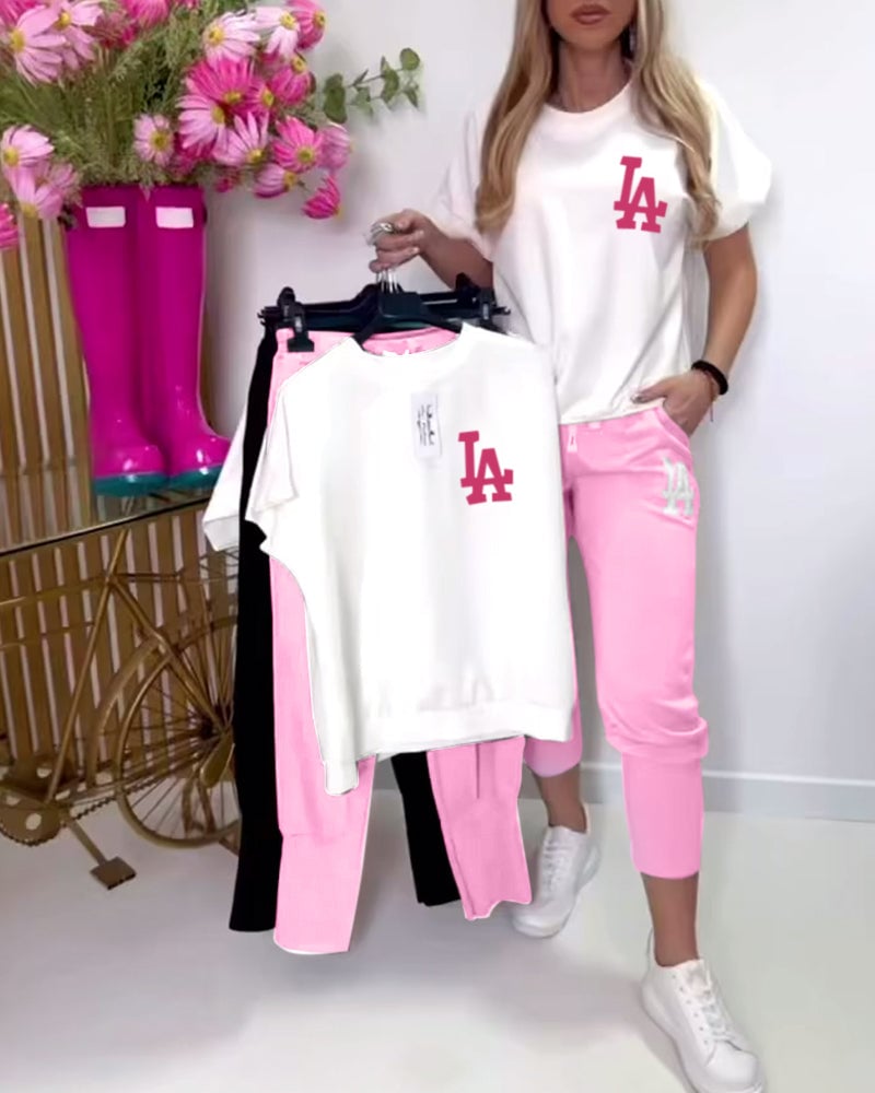 Set - Sportieve Broek en T-shirt met Letterprint