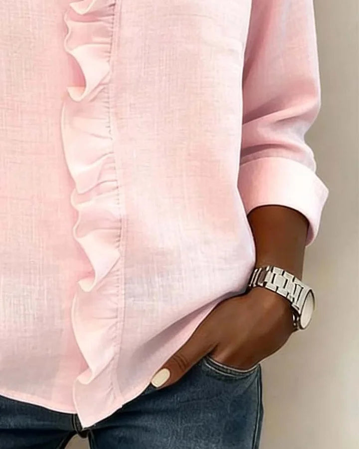 Aletta – Elegante blouse met V-hals en flatterende ruches